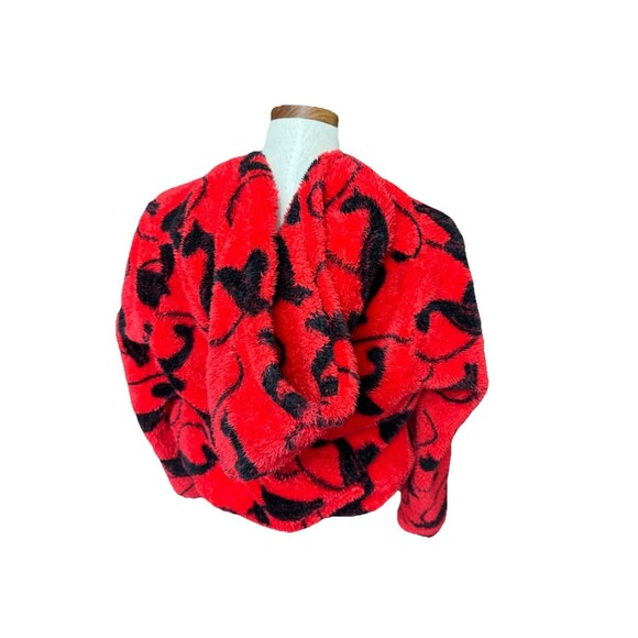 Y2K Baby Phat Red & Black Fuzzy Monogram Cat Hoodie Med  2000s Hole** - Picture 4 of 8